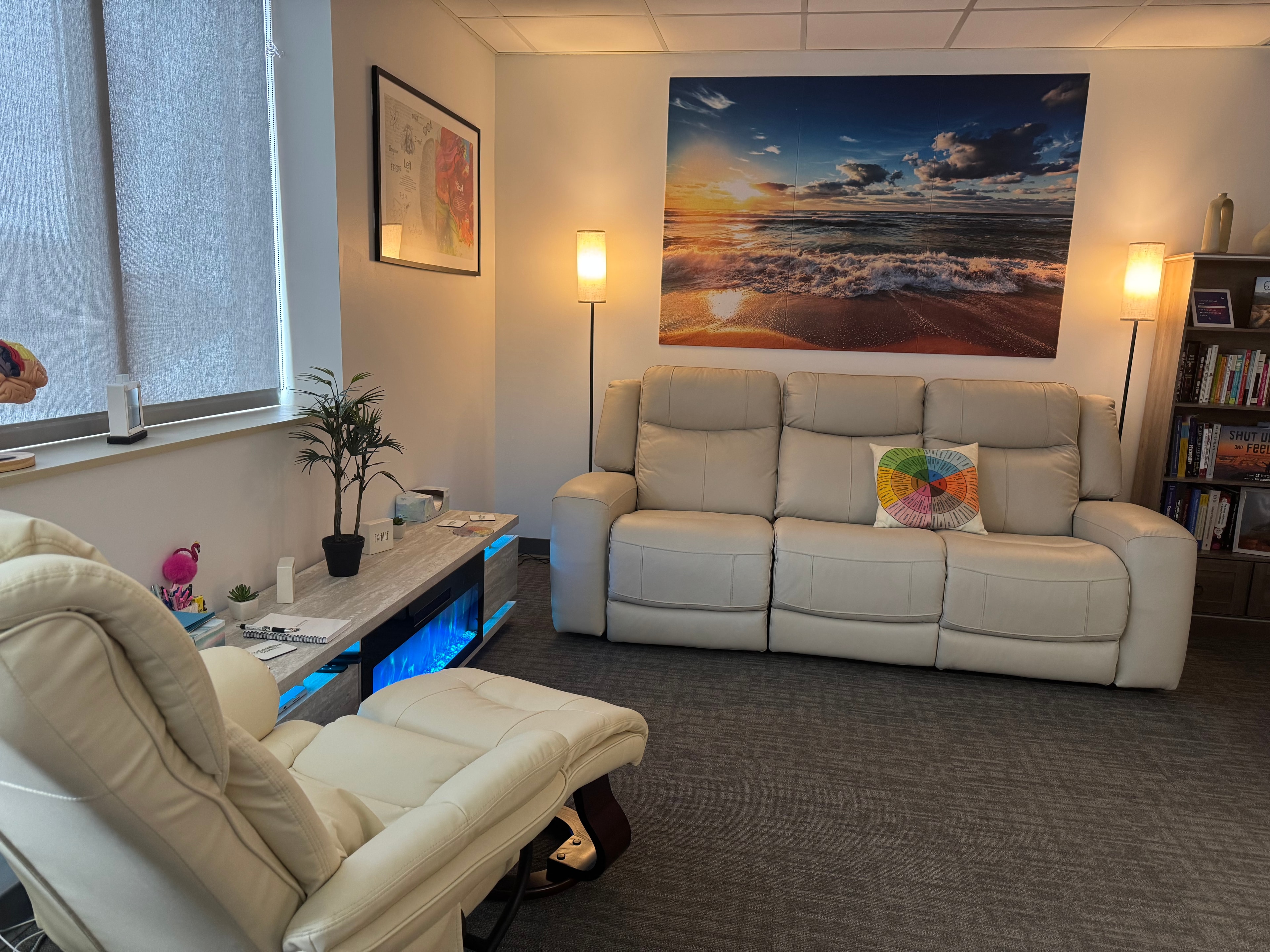 Therapist and client in a warm professional consultation